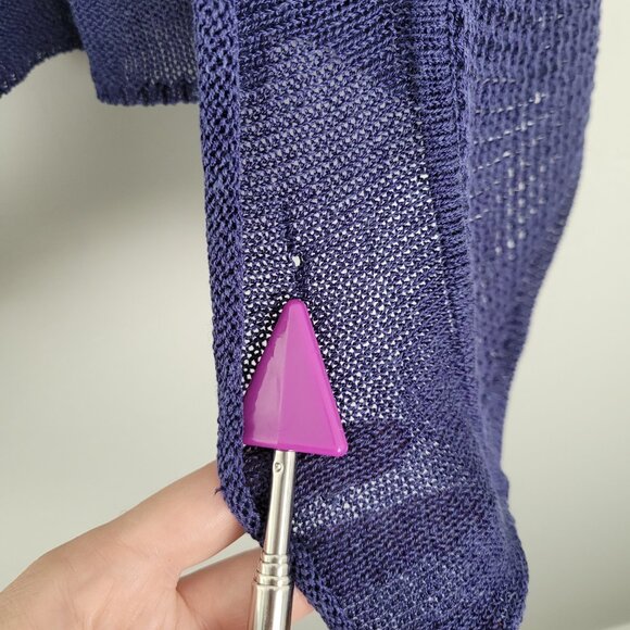 Nic+Zoe Linen Viscose Mesh Cardigan Open Front 3/4 Sleeve Knit Blue Size S - Picture 11 of 14